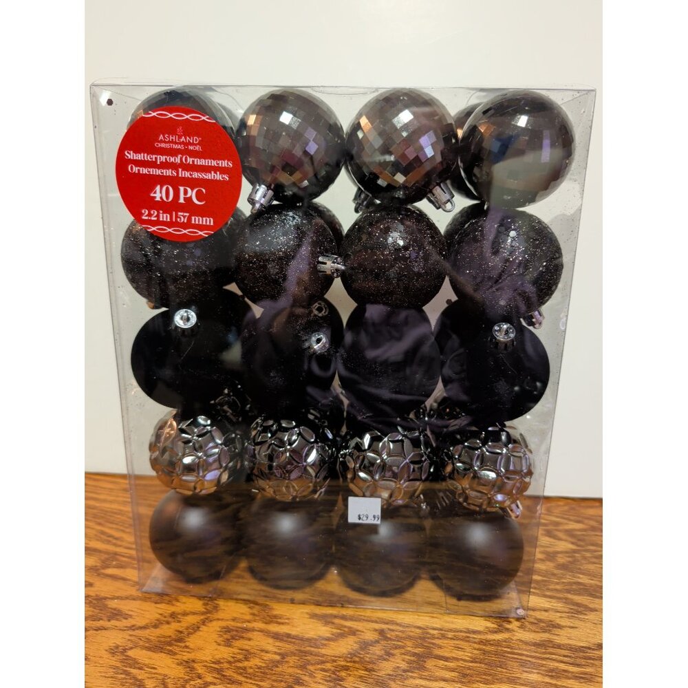 Ornaments, black and silver